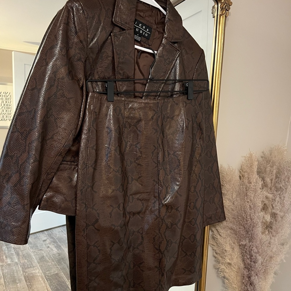 Siena Studio Brown Blazer Classic Suit Jacket and Matching Skirt